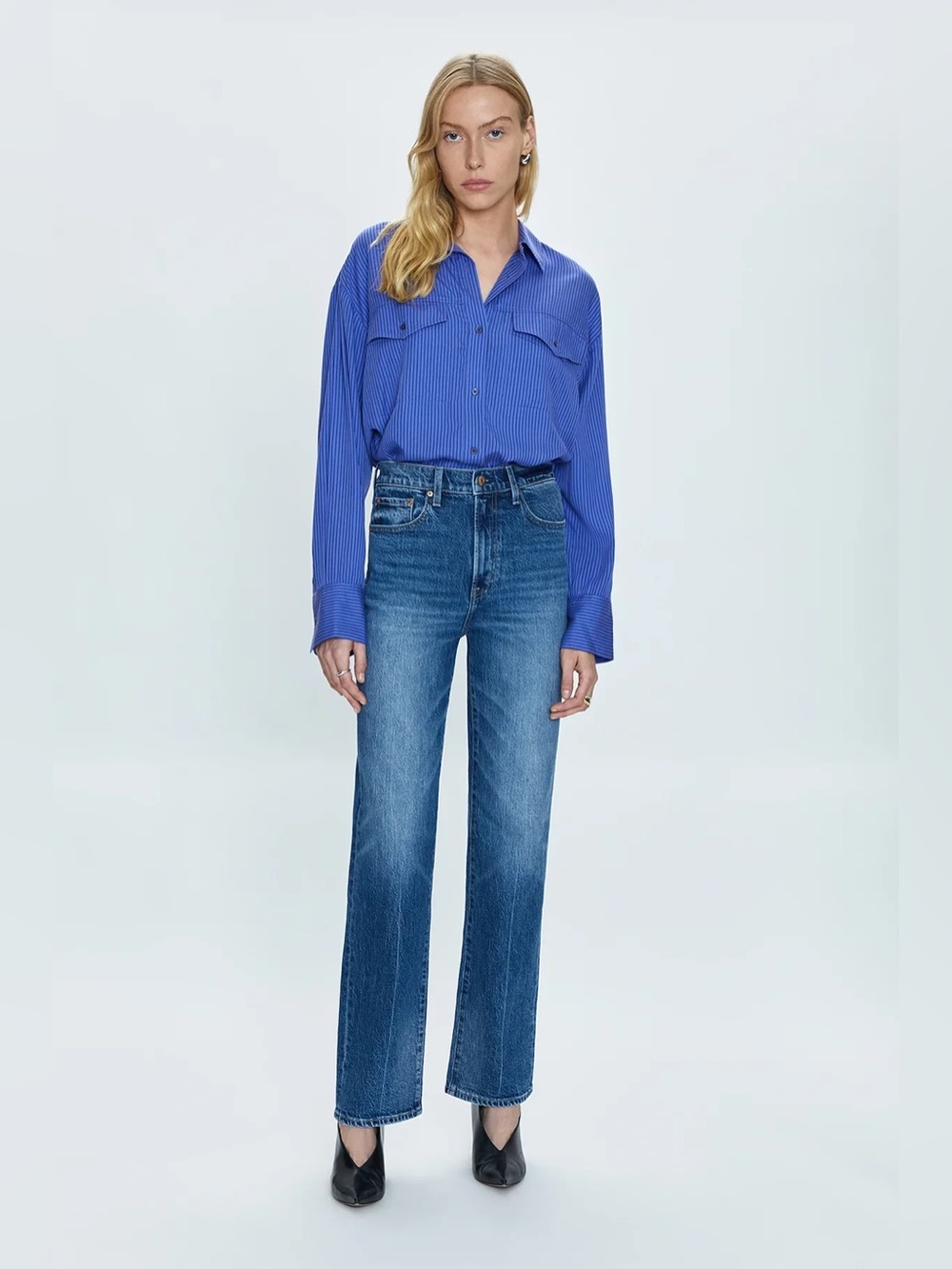 Pistola Cassie Super High Rise Straight in Palladium, sz 30